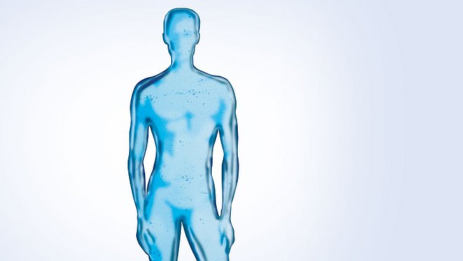 Silhouette of a transparent blue man