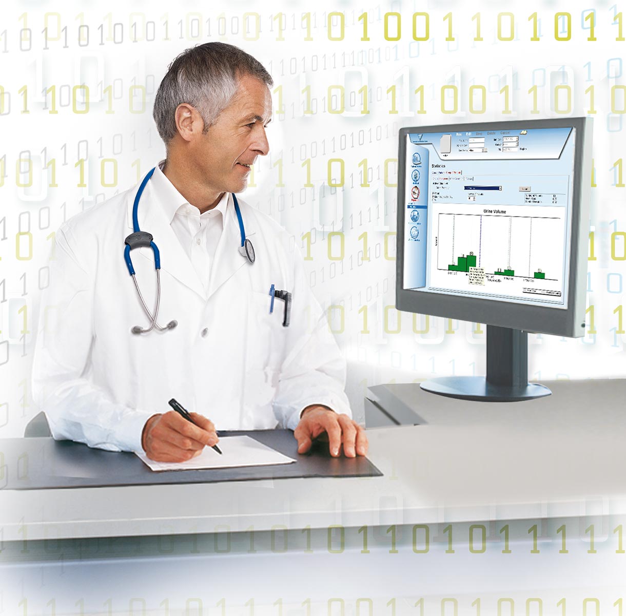 Physician looking at monitor data