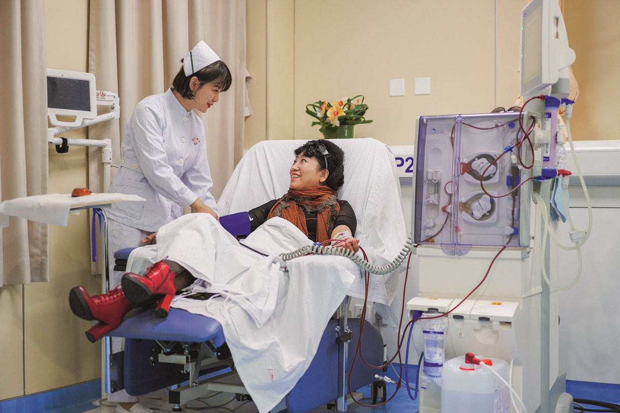 Dialysis patient during treatment